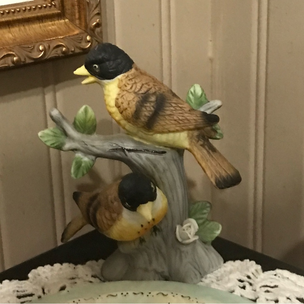 Vintage Bird Figurine in Yellow and Brown